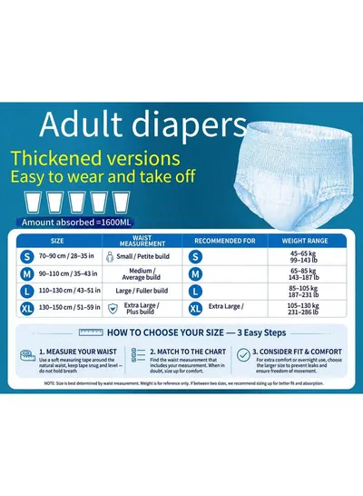 1 pack = 8 pieces, Ultra Absorbent Adult Diapers for All-Day Protection Experience enhanced absorbency and reliable leakage protection with these thickened adult diapers, thoughtfully designed for comfort, convenience, confidence, and long-lasting dryness throughout busy days and restful nights.-5