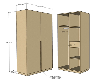 CF 2 Door Wardrobe, Custom Made-1