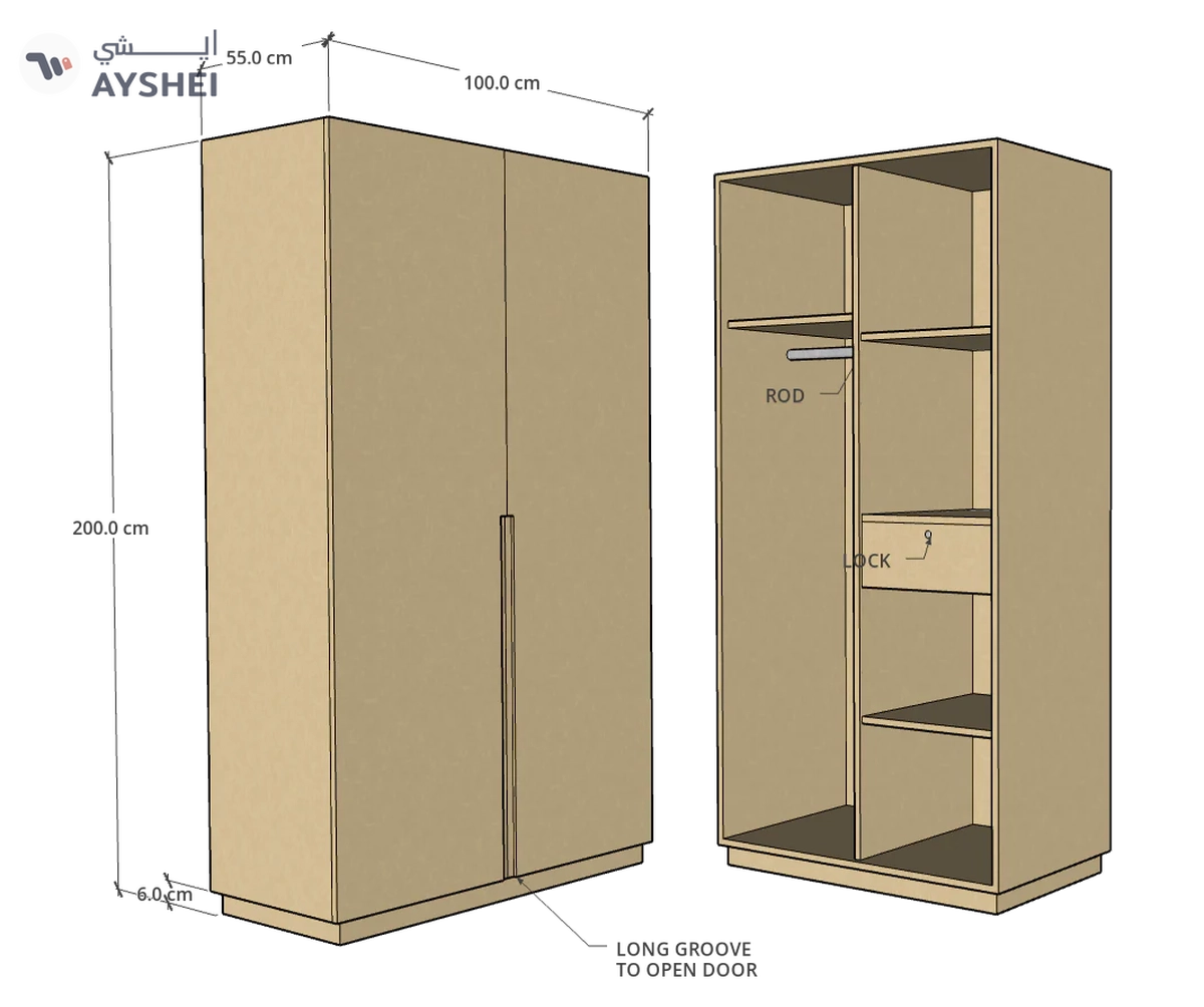CF 2 Door Wardrobe, Custom Made-1-1