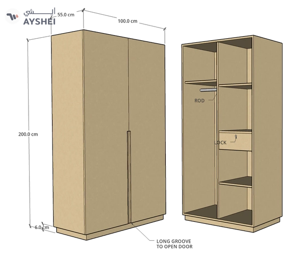 CF 2 Door Wardrobe, Custom Made
