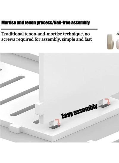 Eworld Waterproof White PVC Floor Cabinet Organizer, Stylish Storage Solution Featuring Shelves-3