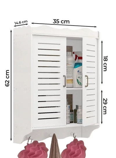 Eworld Premium Plastic Wall-Mounted Bathroom Cabinet with Doors-1