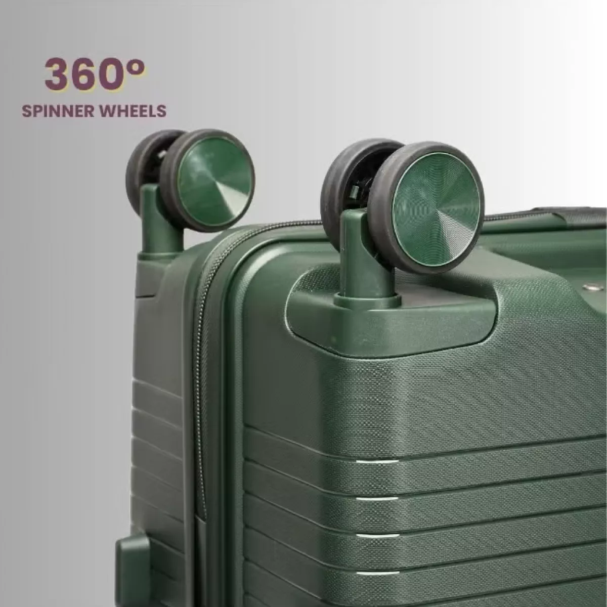 British Traveller 3-Piece Polypropylene Luggage Set | 20”, 24”, 28” Lightweight Suitcases with 360° Spinner Wheels, TSA Lock, Water & Scratch Resistant | Durable Hard Shell Trolley Bags with Telescopic Handle - Green-6-6