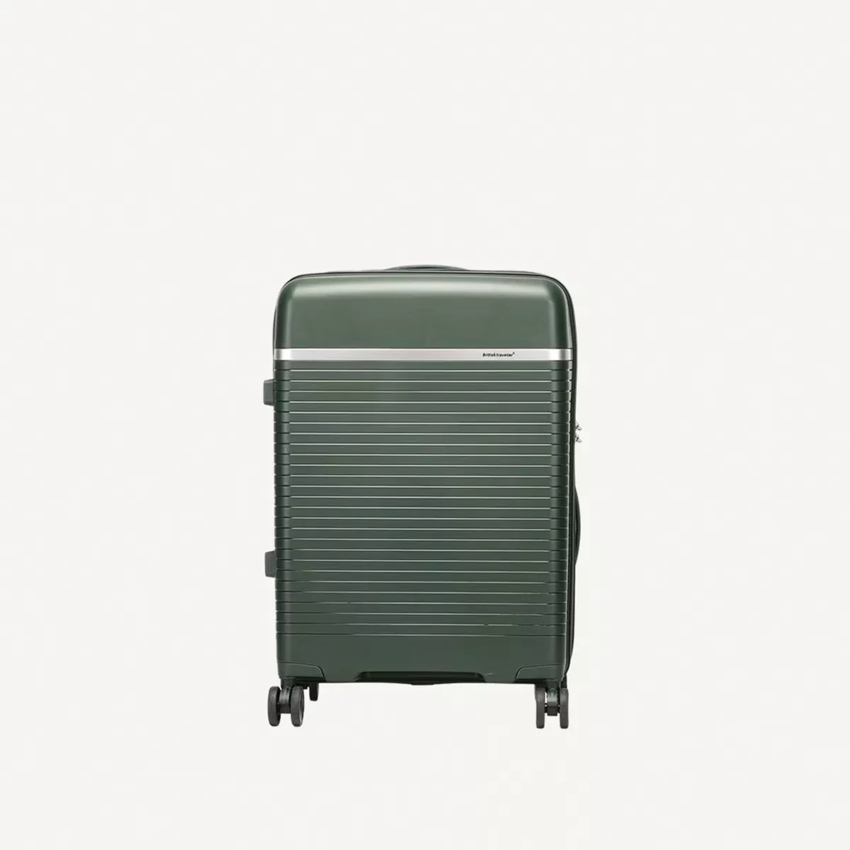 British Traveller 3-Piece Polypropylene Luggage Set | 20”, 24”, 28” Lightweight Suitcases with 360° Spinner Wheels, TSA Lock, Water & Scratch Resistant | Durable Hard Shell Trolley Bags with Telescopic Handle - Green-3-3