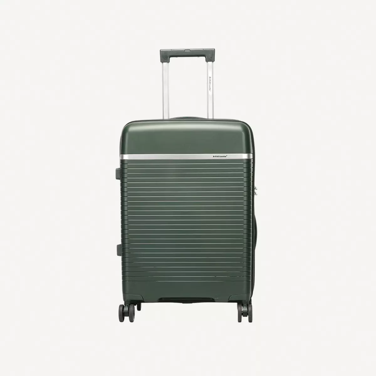 British Traveller 3-Piece Polypropylene Luggage Set | 20”, 24”, 28” Lightweight Suitcases with 360° Spinner Wheels, TSA Lock, Water & Scratch Resistant | Durable Hard Shell Trolley Bags with Telescopic Handle - Green-2-2