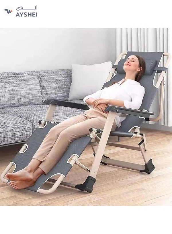DubaiGallery Zero Gravity Office Nap Chair Folding Bed Outdoor Lounge Patio Chairs Beach Chair with Cushion Adjustable Folding Chair