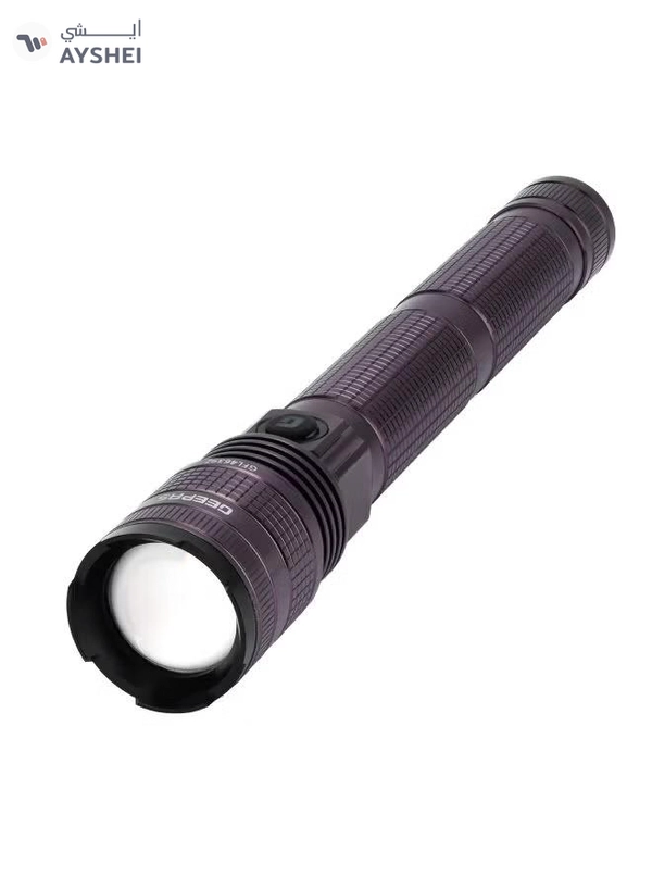 GEEPAS Zoomable LED Flashlight Pack of 4 | 7W Laser High-Power LEDs| 5000mAh Battery10 Hours Continuous Working with Aluminum Alloy Housing| Type C Charging GFL4639N Black 29cm