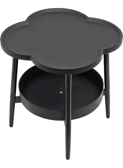 DubaiGallery Multi-Purpose Metal Side Table with Smooth Tray Top and Bottom Storage Basket, Compact Round Design, Ideal for Living Room, Bedroom, Office, Balcony or Small Spaces-2