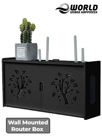 Eworld Stylish Wall-Mounted Router Rack for Wi-Fi Router, Set-Top Box, Light Cat Box, and More-0