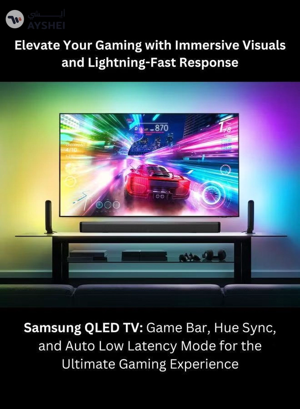 Samsung 55-Inch QLED 4K Q60D Tizen OS Smart TV with HDR10+, 4K Upscaling, AirSlim Design With 2.0 Channel Soundbar 30W, HDMI ARC, Bluetooth, USB, MP3, FM Station 55Q60D+SOUNDBAR Black