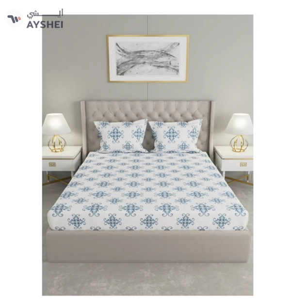 Raymond Home Queen Size Fitted Sheet Super Soft 152 TC Pure Cotton