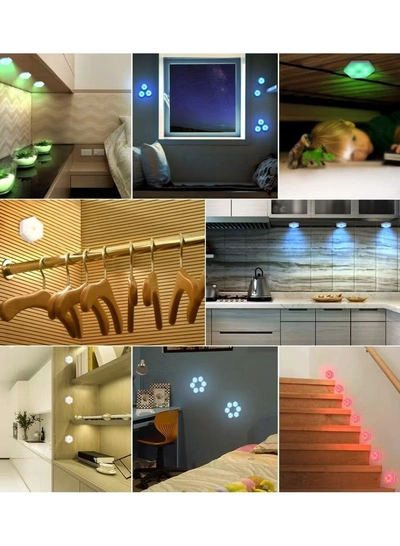 Yuwell Pack Of 6 Pcs RGB LED Wall Light With Remote Control Wireless LED Cabinet Light With Adjustable Brightness and Color Function Suitable For Kitchen, Bedroom, Study Room And Living Room-5