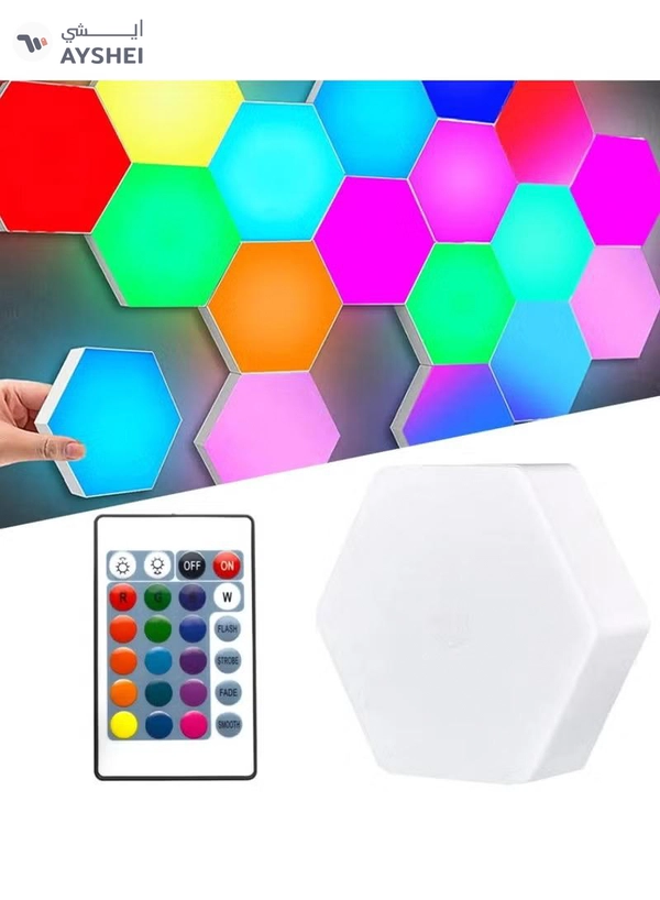 Yuwell Pack Of 6 Pcs RGB LED Wall Light With Remote Control Wireless LED Cabinet Light With Adjustable Brightness and Color Function Suitable For Kitchen, Bedroom, Study Room And Living Room