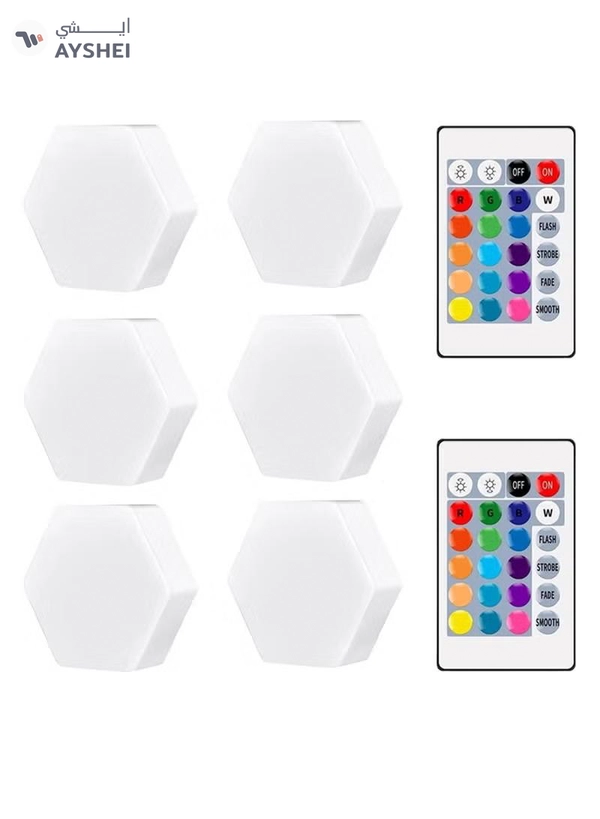 Yuwell Pack Of 6 Pcs RGB LED Wall Light With Remote Control Wireless LED Cabinet Light With Adjustable Brightness and Color Function Suitable For Kitchen, Bedroom, Study Room And Living Room