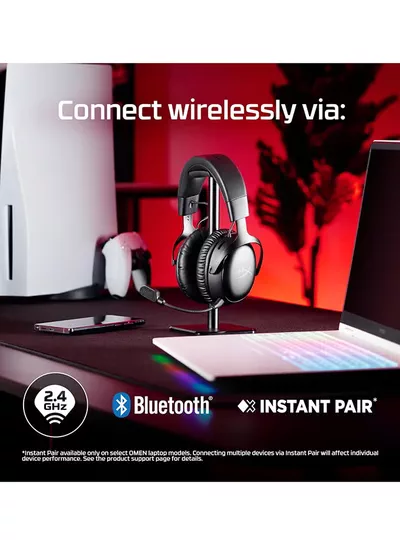 HyperX Cloud III S Wireless Gaming Headphones, 53mm Angled Drivers, Memory Foam Padding, Premium Leatherette Surface, Electret Condenser Microphone, Polar Pattern - Black/Red | A59Z0AA-4