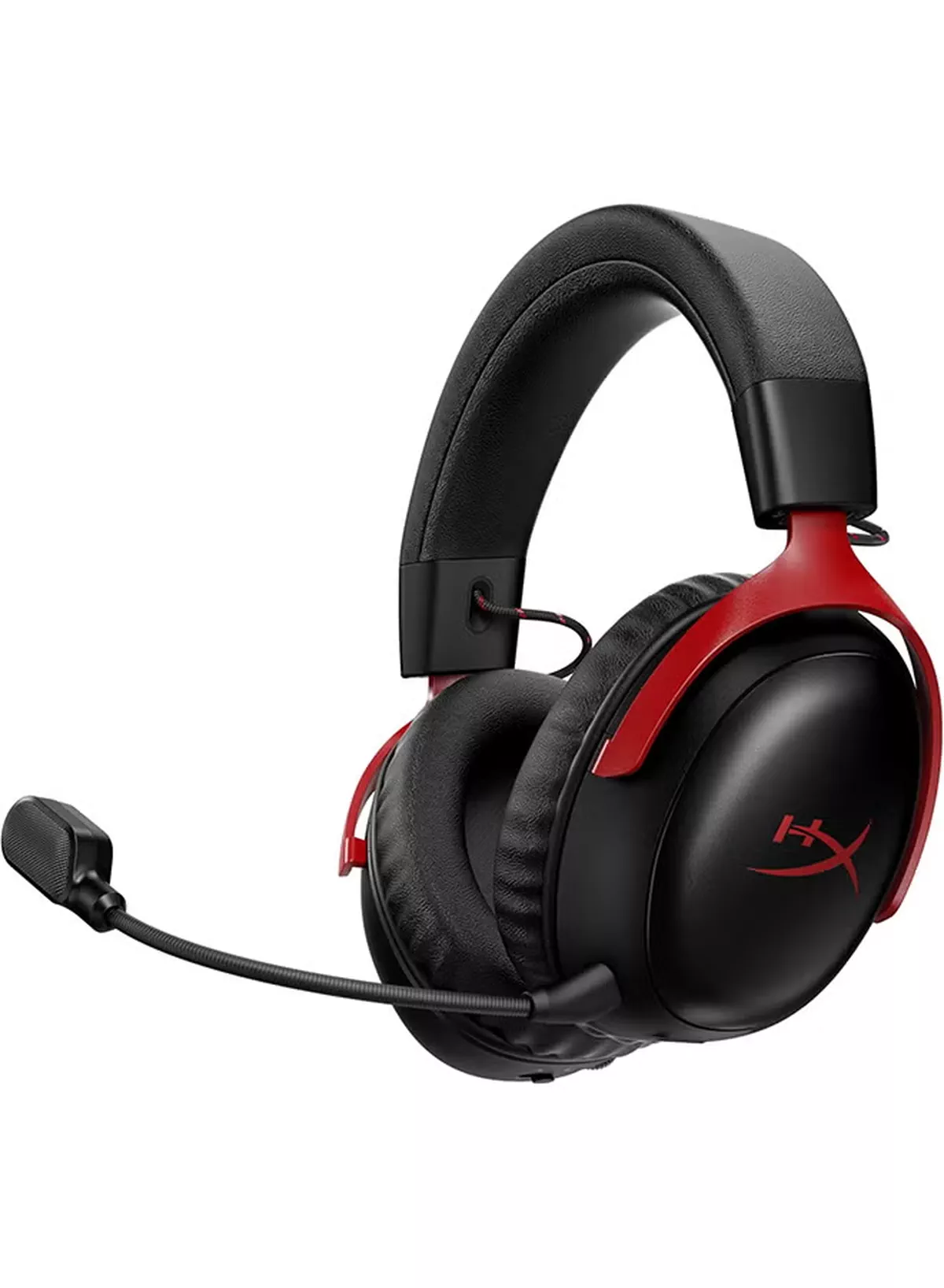 HyperX Cloud III S Wireless Gaming Headphones, 53mm Angled Drivers, Memory Foam Padding, Premium Leatherette Surface, Electret Condenser Microphone, Polar Pattern - Black/Red | A59Z0AA