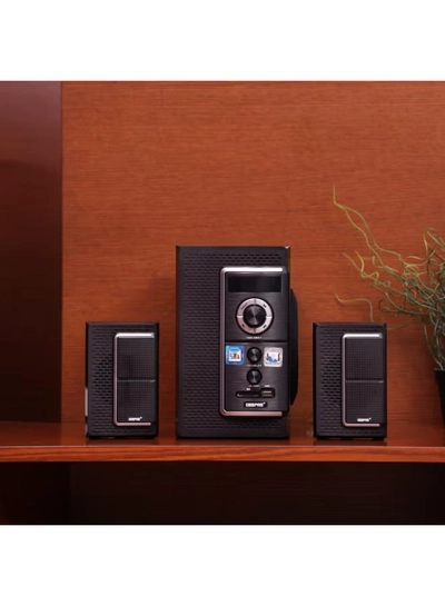 GEEPAS 2.0 Channel Multimedia Speaker System | Remote Control, USB Input, SD Card Reader, FM Radio, Bluetooth| LED Display, 30000W PMPO Speakers Unit | 2 Years Warranty GMS8585 Black GMS8585 Black-0