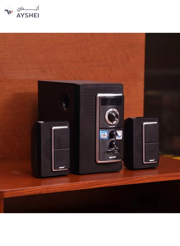 GEEPAS 2.0 Channel Multimedia Speaker System | Remote Control, USB Input, SD Card Reader, FM Radio, Bluetooth| LED Display, 30000W PMPO Speakers Unit | 2 Years Warranty GMS8585 Black GMS8585 Black