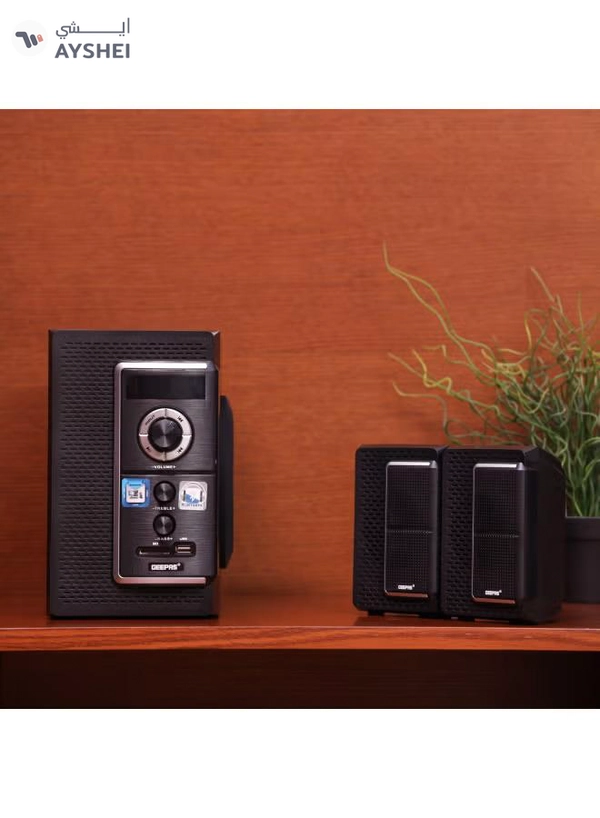 GEEPAS 2.0 Channel Multimedia Speaker System | Remote Control, USB Input, SD Card Reader, FM Radio, Bluetooth| LED Display, 30000W PMPO Speakers Unit | 2 Years Warranty GMS8585 Black GMS8585 Black