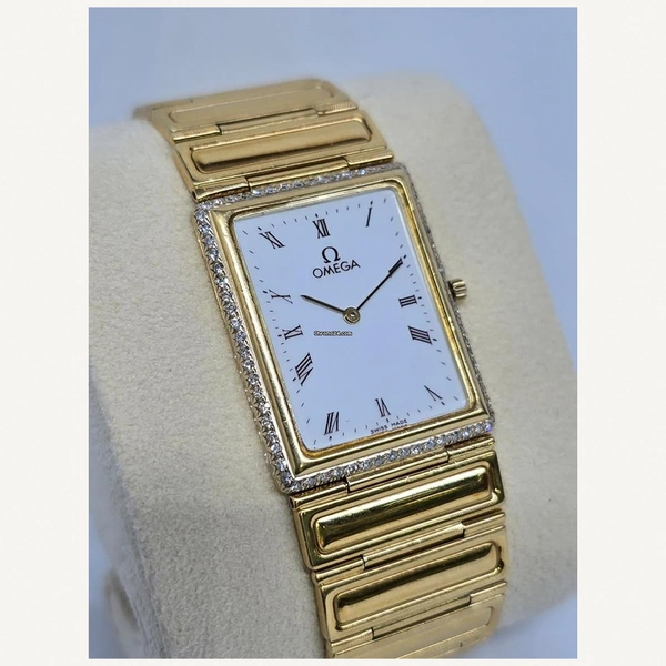 Omega Classic | Full Yellow Gold Vintage Bezel Diamond with White Dial | Used (Fair) | Year of production 2000 (Approximation) | No original box | No original papers