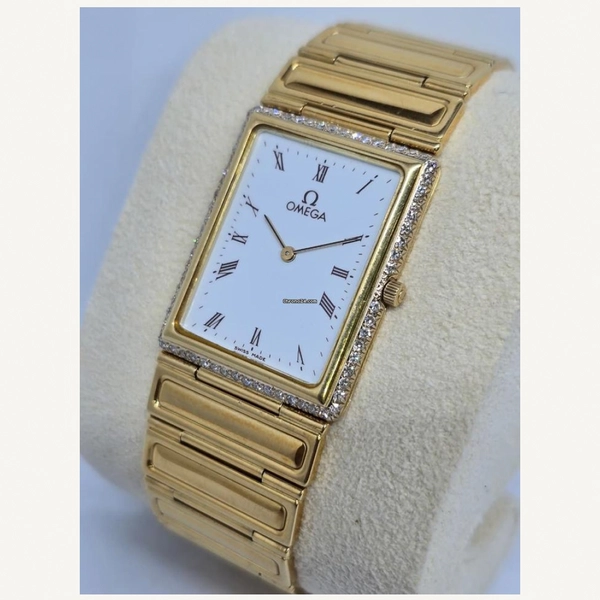 Omega Classic | Full Yellow Gold Vintage Bezel Diamond with White Dial | Used (Fair) | Year of production 2000 (Approximation) | No original box | No original papers