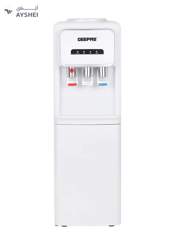 GEEPAS Hot and Cold Water Dispenser with Refrigerator- 3 Taps, Stainless Steel Tank/ Child Lock, Perfect for Home, School, Apartments, Office, etc. GWD17024 WHITE