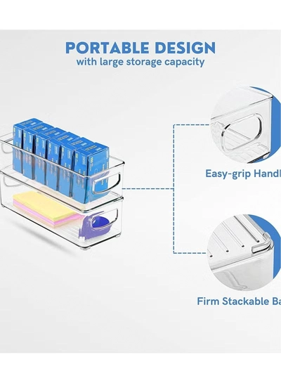 Eworld Sets of 4 Stackable Fridge Storage Bins Set, Organize Refrigerators, Freezers, Kitchen-2