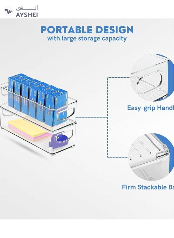 Eworld Sets of 4 Stackable Fridge Storage Bins Set, Organize Refrigerators, Freezers, Kitchen