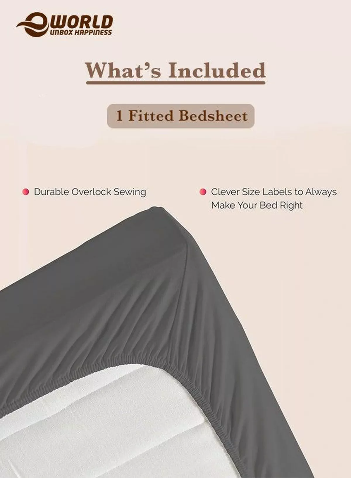 Grey Microfiber Fitted Bedsheet with Deep Pocket for a Snug Fit, Breathable, Machine Washable for Optimal Protection, Available in King, Queen and Single Sizes, Without Pillow Cover-2-2