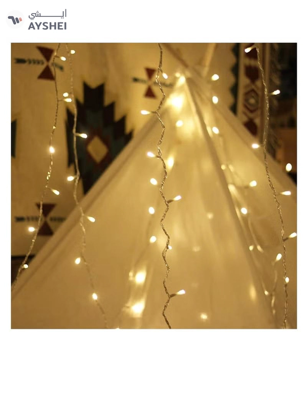 Yuwell Ramadan Light 23 Meter 300 LED Warm White LED Fairy Light Exterior Waterproof Light For Ramadan Decoration Curtain Light For Home and Outdoor Decoration Light Multimode Operated Light