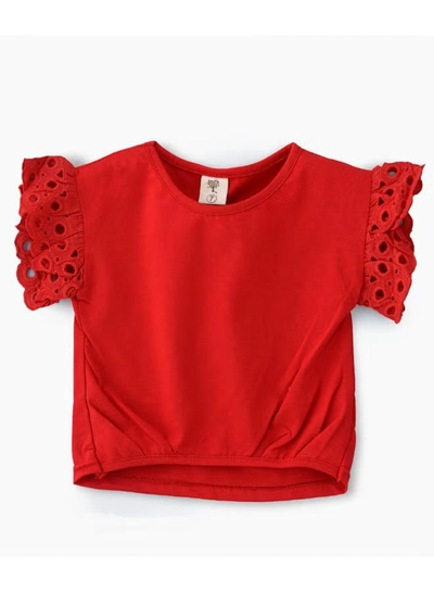 Babyqlo Flared Sleeves T-Shirt And Shorts Set Red/White-1