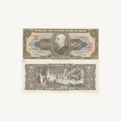 BRAZIL 5 CRUZEIROS BANKNOTE 1964-2