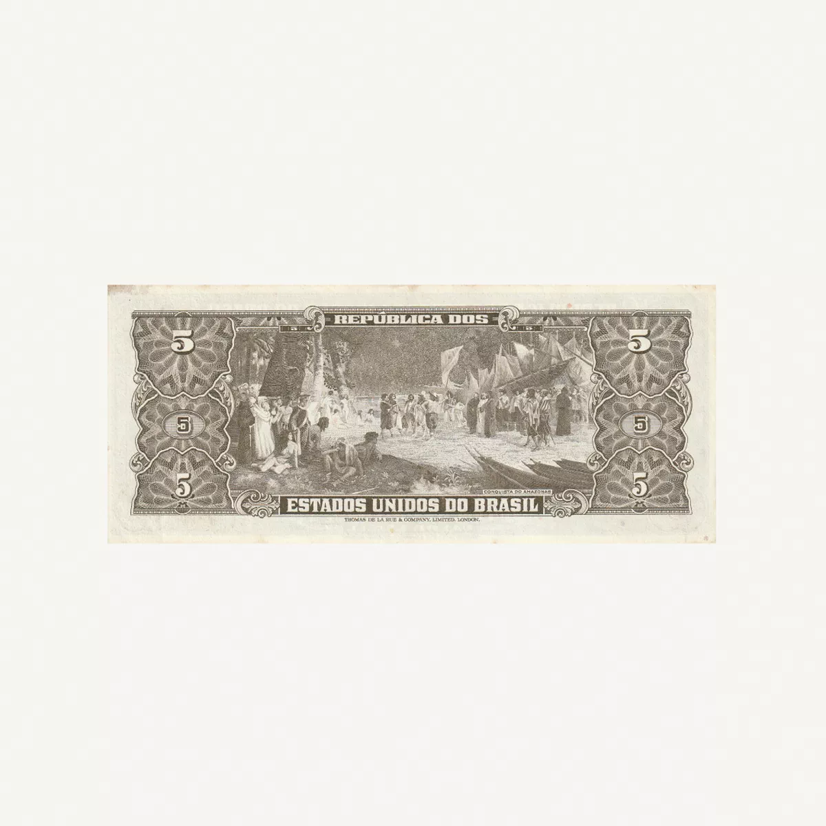 BRAZIL 5 CRUZEIROS BANKNOTE 1964-1-1