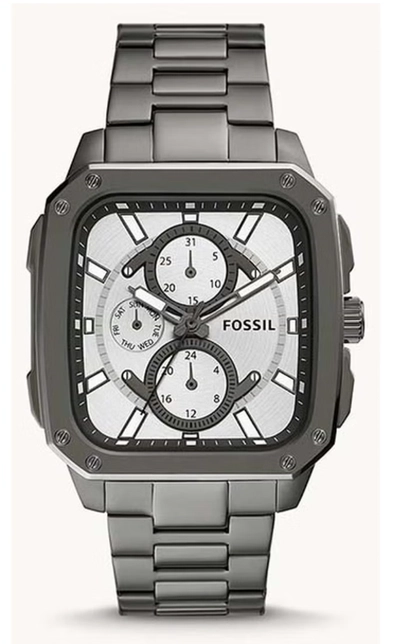 Fossil Men's Inscription Rectangle Shape Stainless Steel Chronograph Wrist Watch BQ2657 - 42mm - Grey-0