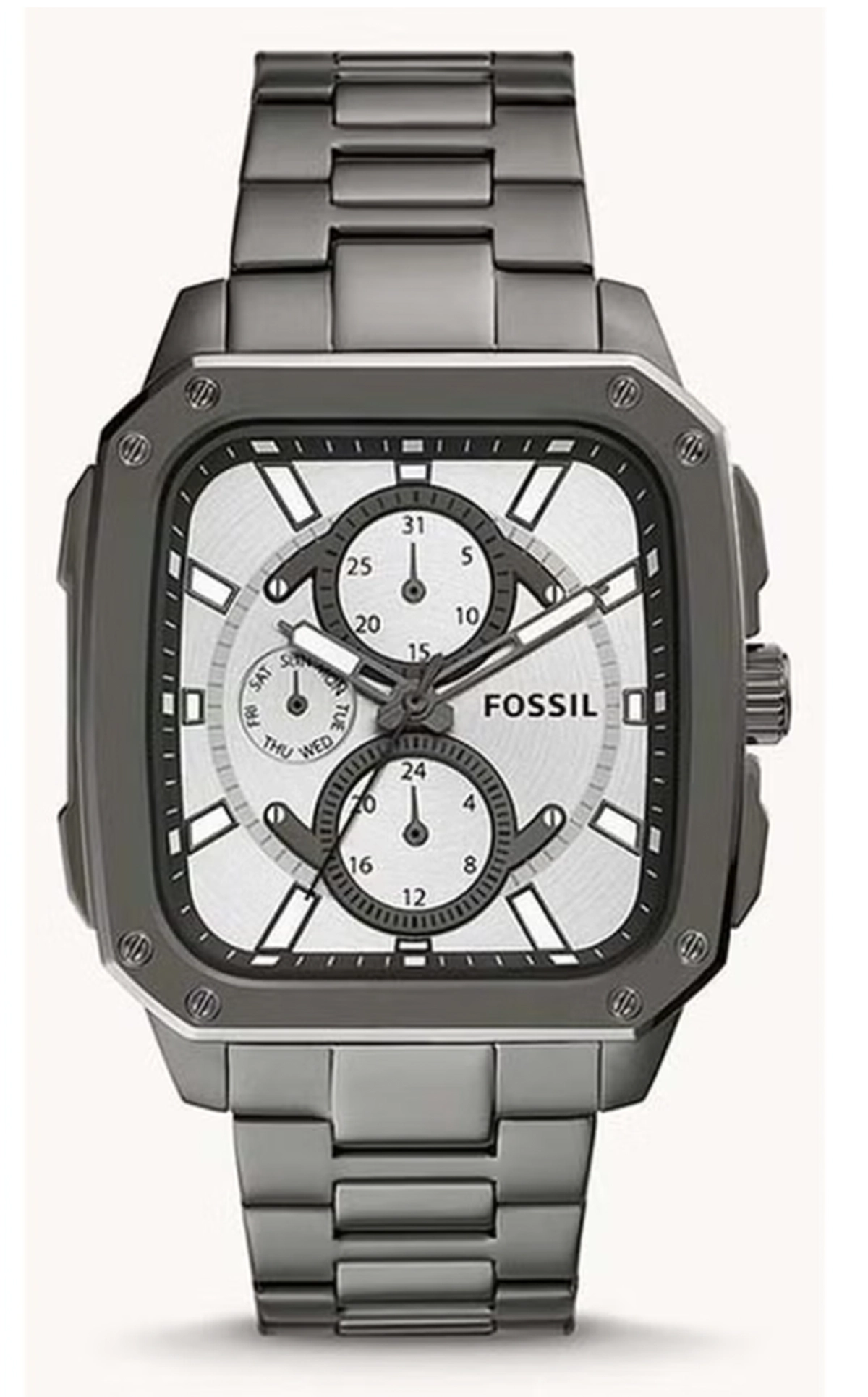 Fossil Men's Inscription Rectangle Shape Stainless Steel Chronograph Wrist Watch BQ2657 - 42mm - Grey-0-0
