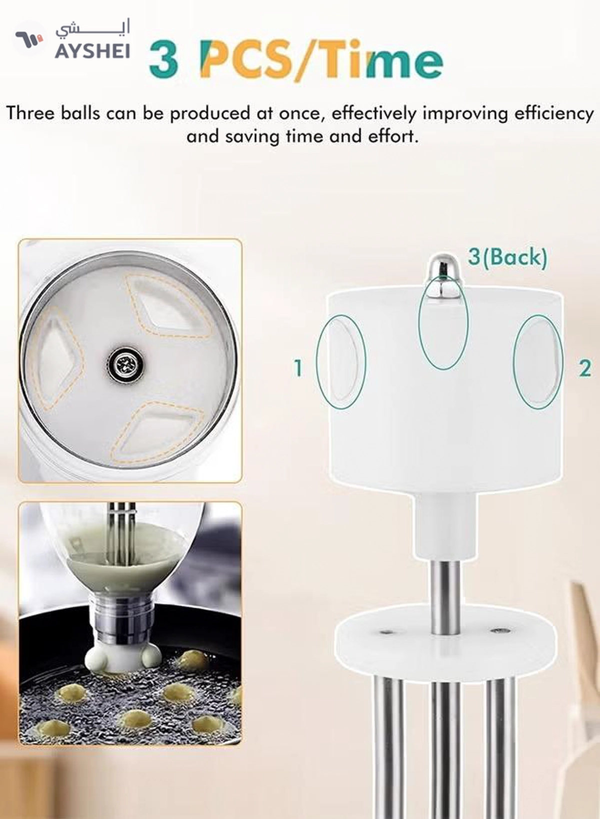 Eworld 3-in-1 Automatic Meatball and Sweet Dumpling Maker for Meat Balls, Fish Balls-3-3