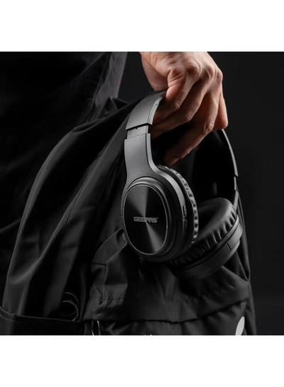 GEEPAS Bluetooth Headphone High-Quality Sound and 10 Hours Working Time| Wired & Wireless Use Improves Mobility and Flexibility| Hands Free Call, FM Radio, AUX Input| Comfortable, Modern and Foldable Design with Soft Earmuff | 2 Years Warranty Black-3