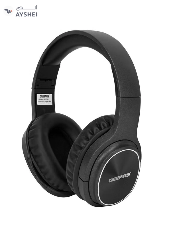 GEEPAS Bluetooth Headphone High-Quality Sound and 10 Hours Working Time| Wired & Wireless Use Improves Mobility and Flexibility| Hands Free Call, FM Radio, AUX Input| Comfortable, Modern and Foldable Design with Soft Earmuff | 2 Years Warranty Black