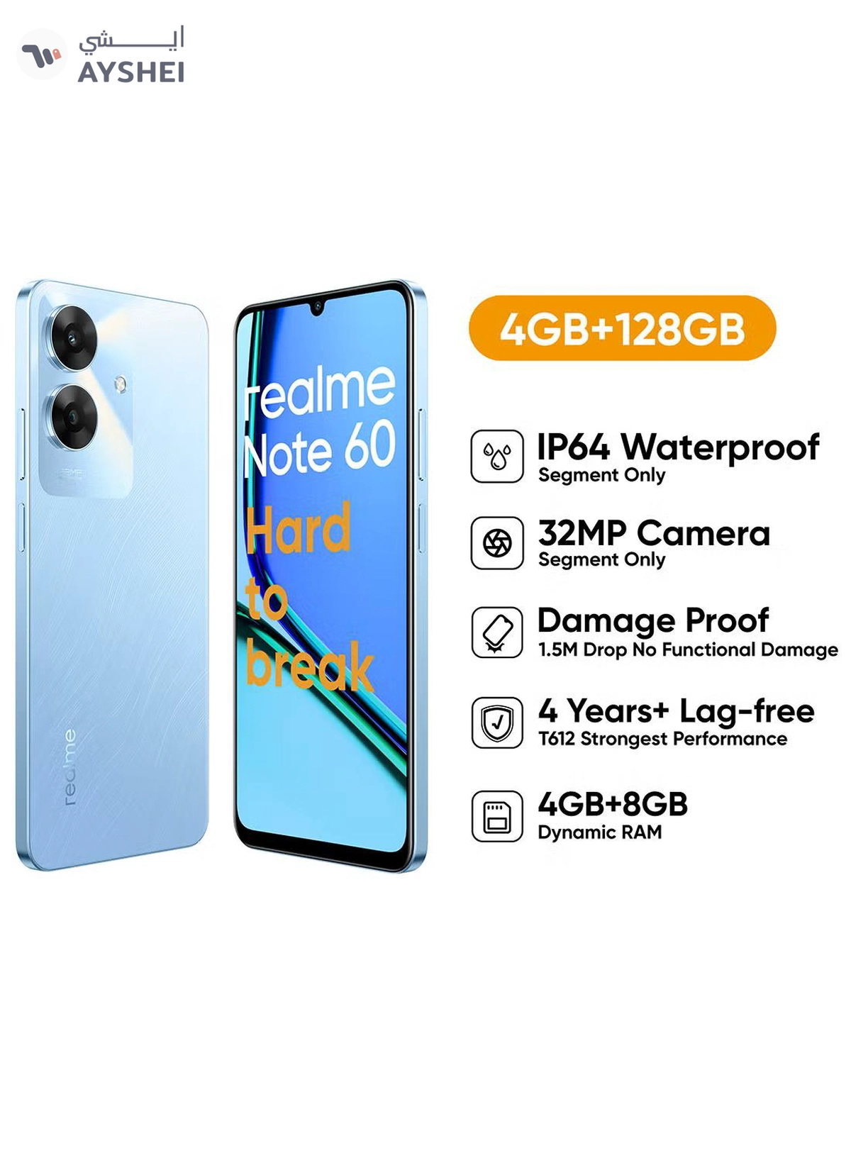Realme Note 60 Dual SIM Voyage Blue 4GB RAM 128GB 4G - Middle East Version-0-0