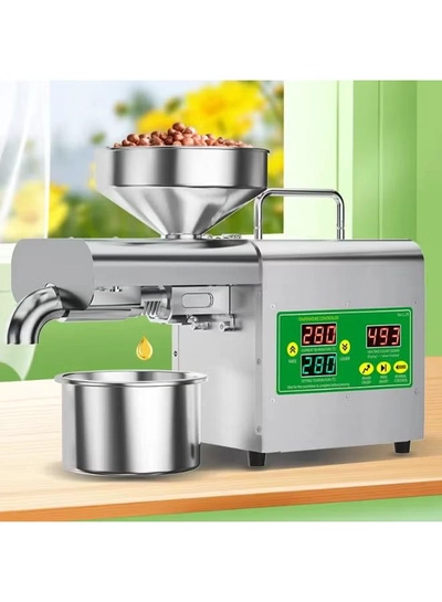DubaiGallery Compact Electric Oil Press Machine with Digital Heating Control, Food Grade Stainless Steel Oil Extractor for Peanut Sesame Coconut and Sunflower Oil-0