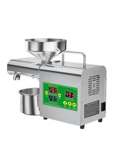 DubaiGallery Compact Electric Oil Press Machine with Digital Heating Control, Food Grade Stainless Steel Oil Extractor for Peanut Sesame Coconut and Sunflower Oil-1