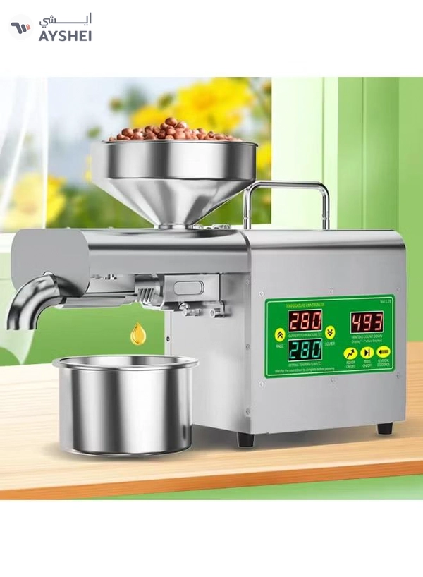 DubaiGallery Compact Electric Oil Press Machine with Digital Heating Control, Food Grade Stainless Steel Oil Extractor for Peanut Sesame Coconut and Sunflower Oil