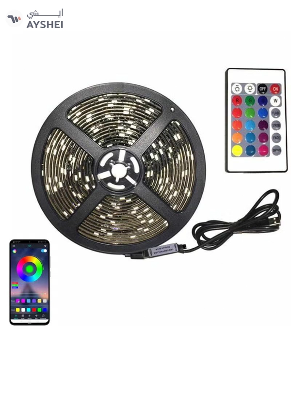 Yuwell 5M Smart LED Strip Light RGB App And Remote Control Colorful Rope Lighting For Home Decor Kitchen Bedroom Hotel Outdoor Bar Garden And Desktop Decoration Smart TV LED Backlights