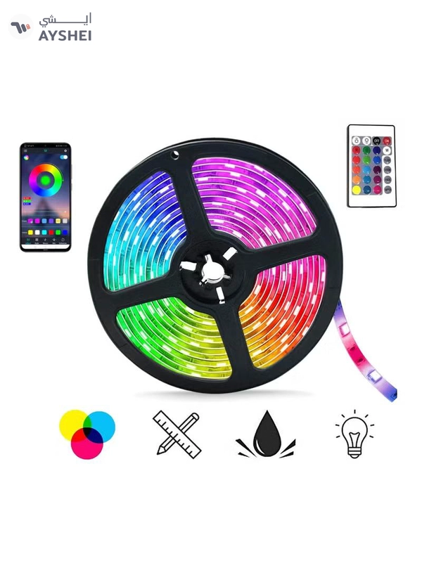 Yuwell 5M Smart LED Strip Light RGB App And Remote Control Colorful Rope Lighting For Home Decor Kitchen Bedroom Hotel Outdoor Bar Garden And Desktop Decoration Smart TV LED Backlights