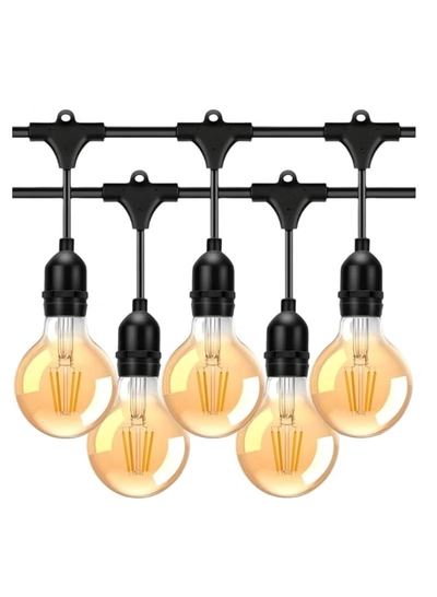 Yuwell Outdoor Waterproof IP65 Led String Lights E27 Holder 15 Meter Bulb Holder Wire With 30 Bulbs 4W G80 Amber With EU Plug Solar Bulb Holder For Ramadan Decoration Lights And Outdoor Decoration Light Hanging Light String Wire Ramadan Light For Commercial Patio Garden & Porch Yard-0