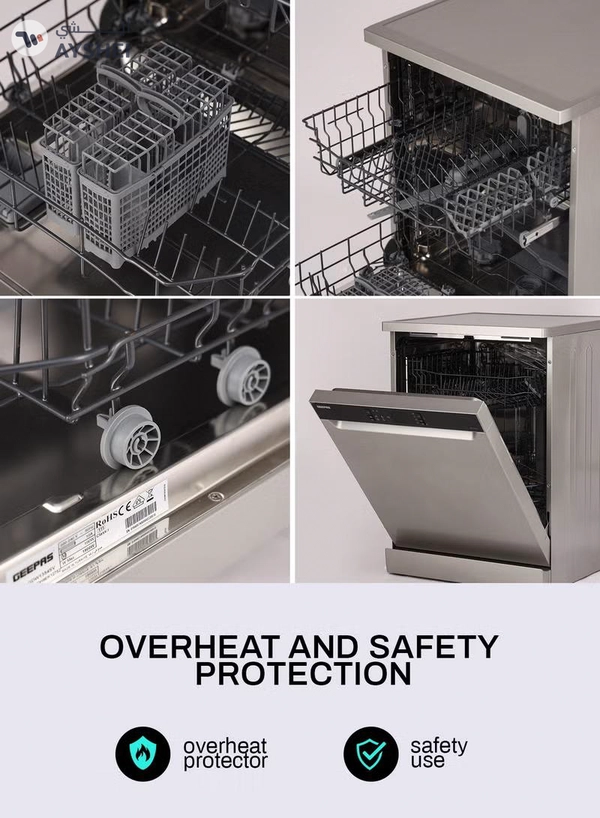 GEEPAS Free Standing Dishwasher 14 Place Settings 6 programs | LED Display, Timer Function, Heater Protection | Eco Wash, Delay Timer Option, Child Lock | GDW1464SV silver