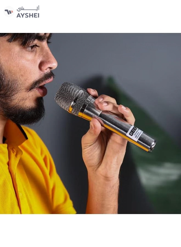 Geepas Dynamic Microphone- GMP15016/ Clarity, Sharp Sensitivity, Long-Distance Pickup/ 8-Meter Cable, Wide Frequency Range, Low Pass Filter/ Ideal for Professional Recording Studios, Live Performances, Broadcasting Applications/ Silver, 2 Years Warranty