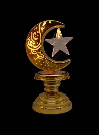 Yuwell Battery Operated Ramadan Decoration Light LED Moon Stars Decoration Night Light Desk Lamp For Indoor And Outdoor Decoration Led Lamp (AAAX3 Required Not Included)-1