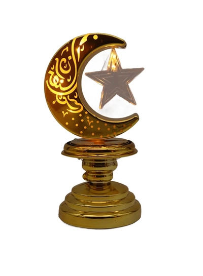 Yuwell Battery Operated Ramadan Decoration Light LED Moon Stars Decoration Night Light Desk Lamp For Indoor And Outdoor Decoration Led Lamp (AAAX3 Required Not Included)-0