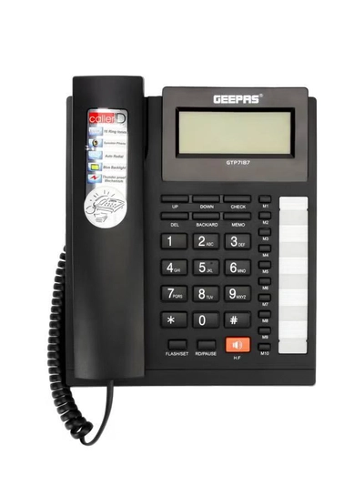 GEEPAS Executive Telephone with Caller ID 16 Digits Telephone - Recording 15 Out & 50 Incoming Calls Multicolour-0